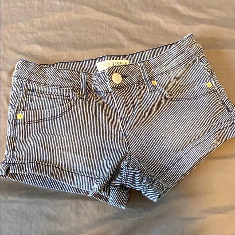 Blue and white stripe GUESS shorts size 24